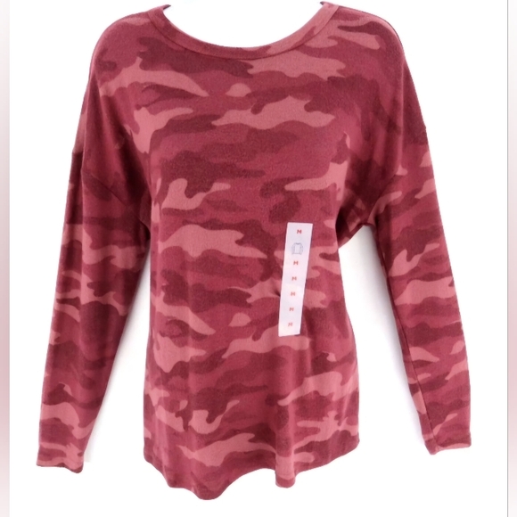 NEW Oversized Cozy-Knit Long-Sleeve Printed T-Shirt OLD NAVY - Picture 1 of 4